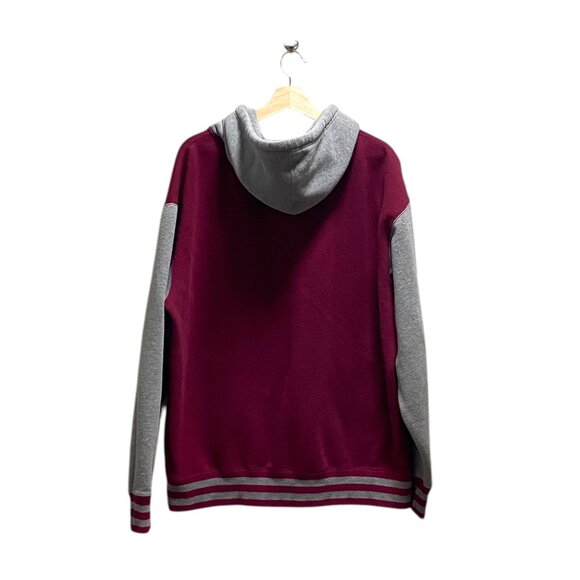 Colorado Logo Hooded Varsity Button Down Jacket Burgundy Size 2X Preppy Casual - Picture 13 of 15